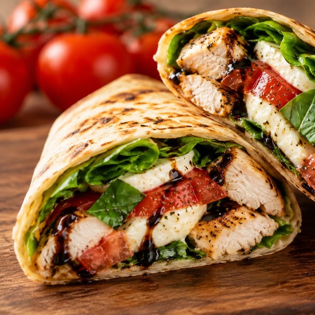 CAPRESE GRILLED CHICKEN WRAP.