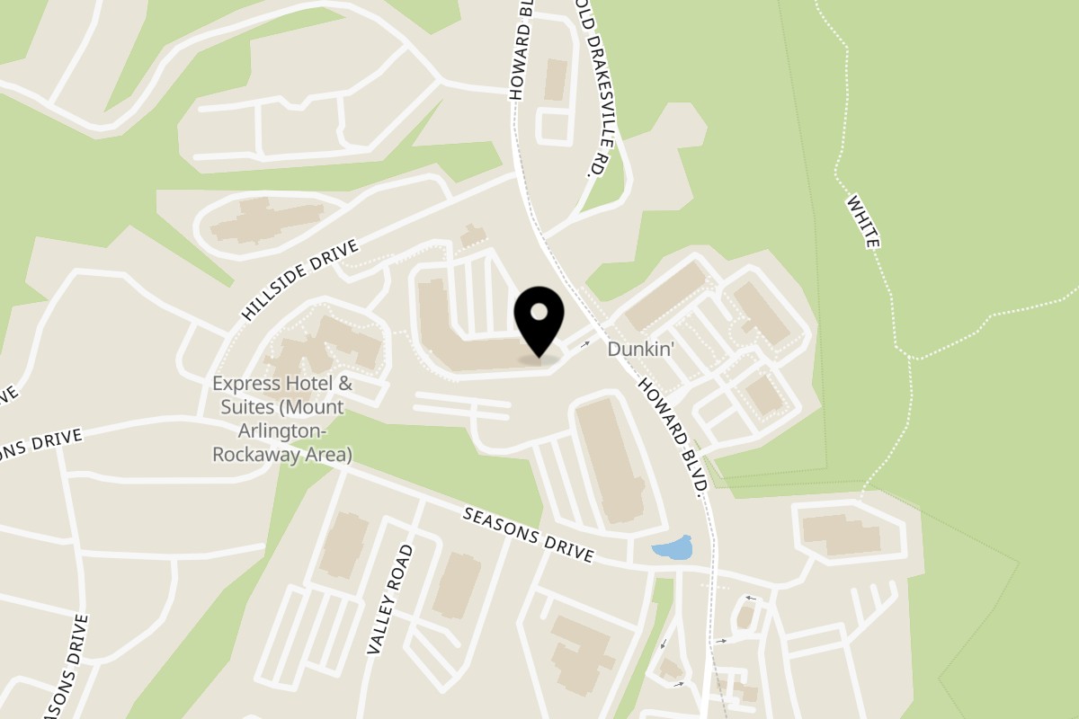 Map showing the location of The Bagel Place on 181 Howard Boulevard in Mount Arlington